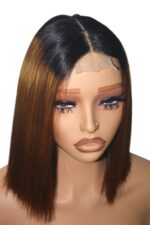 Golen Hair 10 Inch Short Human Hair Wig – Vietnamese Bone Straight T1B/4 Color 2×6 Lace Bob Wig, Glueless Human Hair Bob Wig - Image 2