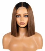 Golen Hair 10 Inch Short Human Hair Wig – Vietnamese Bone Straight T1B/4 Color 2×6 Lace Bob Wig, Glueless Human Hair Bob Wig