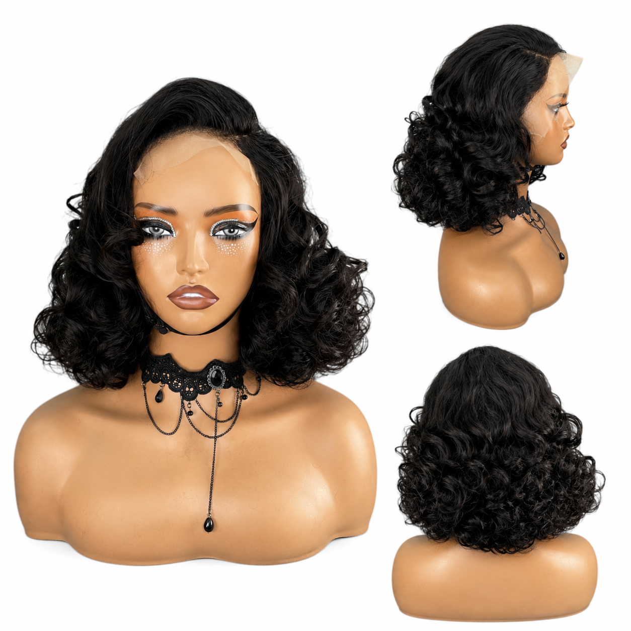 ChatGPT Image May 11, 2026, 12_06_23 PM Golen Hair 12 Inch Bouncy Curls Human Hair Wig – 5x5 Lace Wig 250 Density Bouncy Curl Wig - Image 1