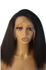 Golen Hair Kinky Straight Human Hair 13x4 Lace Front Wig 12 Inch Natural Black – Virgin Kinky Straight Bundles Texture Human Hair Wig - Image 6