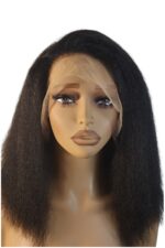 Golen Hair Kinky Straight Human Hair 13x4 Lace Front Wig 12 Inch Natural Black – Virgin Kinky Straight Bundles Texture Human Hair Wig - Image 5