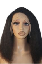 Golen Hair Kinky Straight Human Hair 13x4 Lace Front Wig 12 Inch Natural Black – Virgin Kinky Straight Bundles Texture Human Hair Wig - Image 9