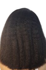 Golen Hair Kinky Straight Human Hair 13x4 Lace Front Wig 12 Inch Natural Black – Virgin Kinky Straight Bundles Texture Human Hair Wig - Image 3